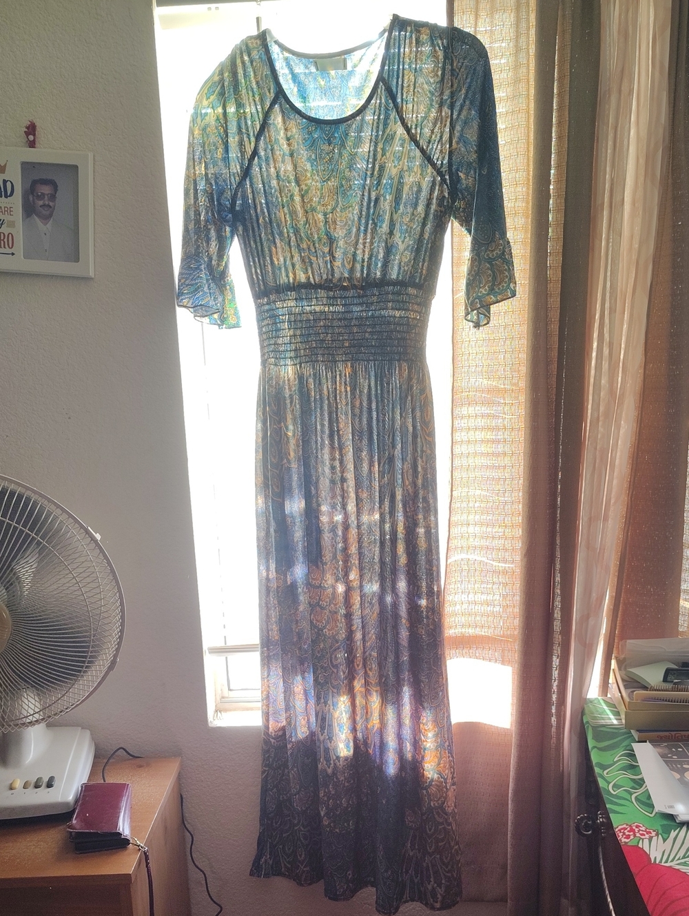 Boho Patterned Maxi Dress in Bright Blue